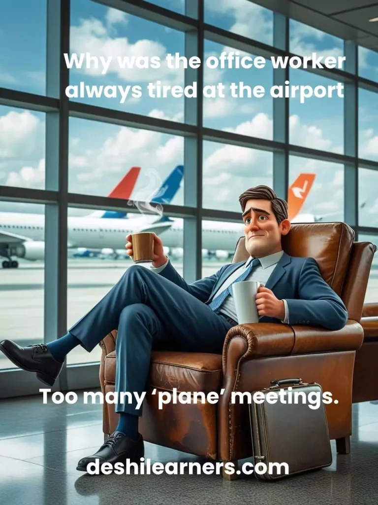 Why was the office worker always tired at the airport airplane puns