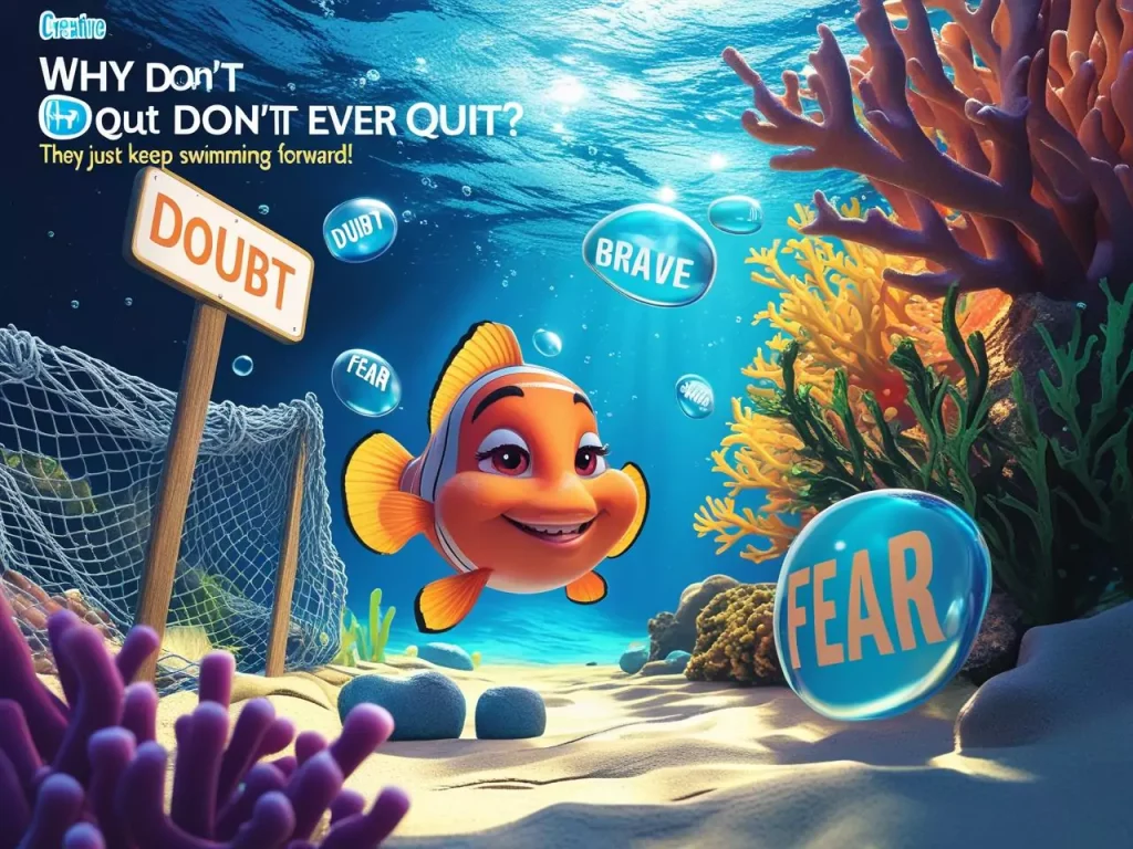 Why don’t fish ever quit They just keep swimming forward! fish puns (3)