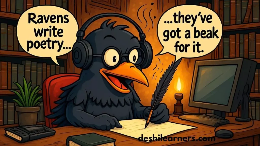Ravens write poetry because they’ve got a beak for it Raven puns one liners